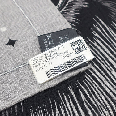 エルメス HERMES カレ65 CARRE グリクレール×ブラック×ホワイト カシミヤ シルク スカーフ 新品 未使用【GRRRRR!/ガルルルルル!】