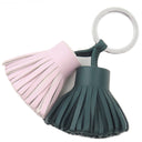 エルメス HERMES カルメン ウノドス モーヴペール×ヴェールシプレ ラムスキン キーリング シルバー金具 ピンク 緑 フリンジ キーホルダー