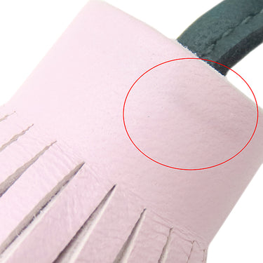 エルメス HERMES カルメン ウノドス モーヴペール×ヴェールシプレ ラムスキン キーリング シルバー金具 ピンク 緑 フリンジ キーホルダー