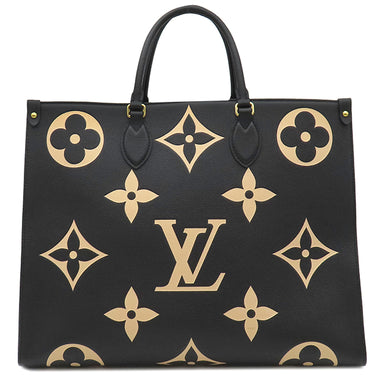 ルイヴィトン LOUIS VUITTON オンザゴーGM M45945 ブラック×ベージュ モノグラムアンプラント 2WAYバッグ ゴールド金具 黒 ハンドバッグ ショルダーバッグ