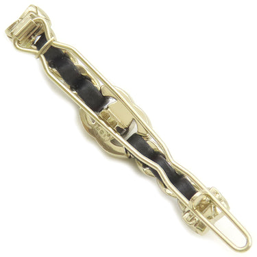 シャネル CHANEL ココマーク ヘアクリップ ブラック×シャンパンゴールド GP レザー バレッタ ゴールド金具 ヘアアクセサリー ヘアピン