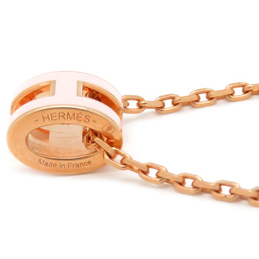 エルメス HERMES ポップアッシュ ミニ ペンダント ローズドラジェ×ピンクゴールド GP ラッカー ネックレス ローズゴールド金具 Hモチーフ