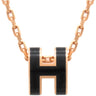 エルメス HERMES ポップアッシュ ミニ ペンダント ブラック×ピンクゴールド GP ラッカー ネックレス ローズゴールド金具 Hモチーフ