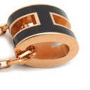 エルメス HERMES ポップアッシュ ミニ ペンダント ブラック×ピンクゴールド GP ラッカー ネックレス ローズゴールド金具 Hモチーフ
