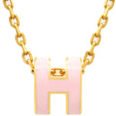 エルメス HERMES ポップアッシュ ミニ ペンダント ローズドラジェ×ゴールド GP ラッカー ネックレス ゴールド金具 Hモチーフ