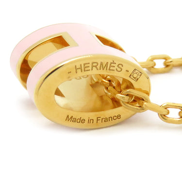 エルメス HERMES ポップアッシュ ミニ ペンダント ローズドラジェ×ゴールド GP ラッカー ネックレス ゴールド金具 Hモチーフ