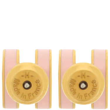 エルメス HERMES ポップアッシュ Hピアス ミニ ローズドラジェ×ゴールド GP エナメル ピアス ゴールド金具 H型