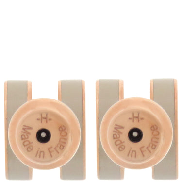 エルメス HERMES ポップアッシュ Hピアス ミニ マロングラッセ×ピンクゴールド GP エナメル ピアス ローズゴールド金具 H型