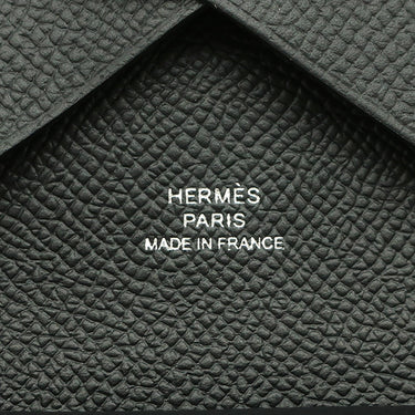 エルメス HERMES カルヴィ デュオ ブラック ヴォーエプソン カードケース シルバー金具 新品 未使用 黒