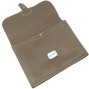 エルメス HERMES サックアデペッシュ 27 エトゥープ トゴ ビジネスバッグ シルバー金具 グレージュ ハンドバッグ