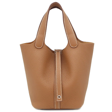 エルメス HERMES ピコタンロックPM ゴールド トリヨンクレマンス ハンドバッグ シルバー金具 新品 未使用 茶