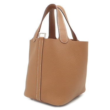 エルメス HERMES ピコタンロックPM ゴールド トリヨンクレマンス ハンドバッグ シルバー金具 新品 未使用 茶