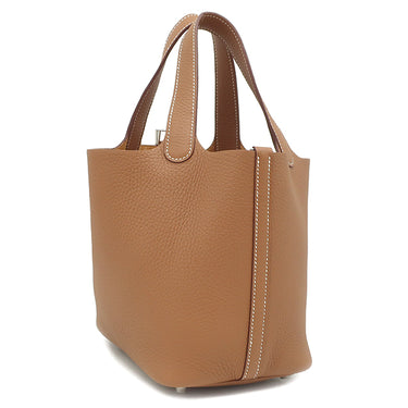 エルメス HERMES ピコタンロックPM ゴールド トリヨンクレマンス ハンドバッグ シルバー金具 新品 未使用 茶