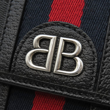 バレンシアガ BALENCIAGA BALENCIAGA × GUCCI ザ ハッカー プロジェクト 680130 ブラック キャンバス レザー ショルダーバッグ シルバー金具 グッチコラボ ミニバッグ 黒