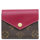 ルイヴィトン LOUIS VUITTON ポルトフォイユ ゾエ M62932 フューシャ モノグラムキャンバス レザー 三つ折り財布 ゴールド金具 茶