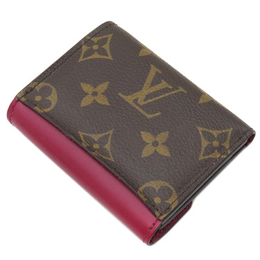 ルイヴィトン LOUIS VUITTON ポルトフォイユ ゾエ M62932 フューシャ モノグラムキャンバス レザー 三つ折り財布 ゴールド金具 茶