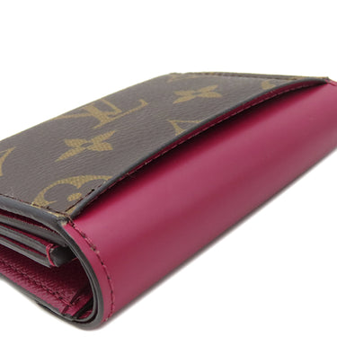 ルイヴィトン LOUIS VUITTON ポルトフォイユ ゾエ M62932 フューシャ モノグラムキャンバス レザー 三つ折り財布 ゴールド金具 茶