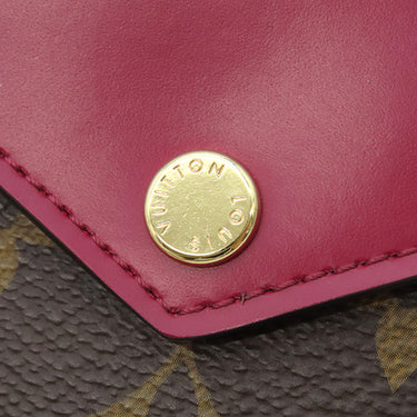 ルイヴィトン LOUIS VUITTON ポルトフォイユ ゾエ M62932 フューシャ モノグラムキャンバス レザー 三つ折り財布 ゴールド金具 茶