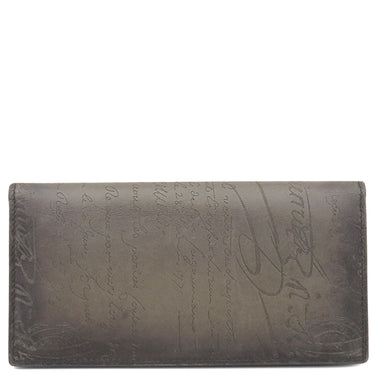 ベルルッティ BERLUTI サンタル ダークブラウン ヴェネチアンスクリットレザー 長財布 シルバー金具 黒 カリグラフィ 二つ折り