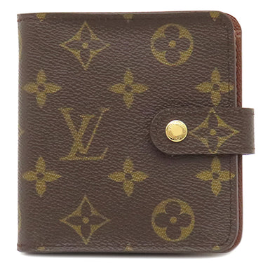 ルイヴィトン LOUIS VUITTON コンパクトジップ M61667 モノグラム モノグラムキャンバス 二つ折り財布 ゴールド金具 茶