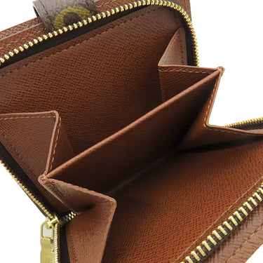 ルイヴィトン LOUIS VUITTON コンパクトジップ M61667 モノグラム モノグラムキャンバス 二つ折り財布 ゴールド金具 茶