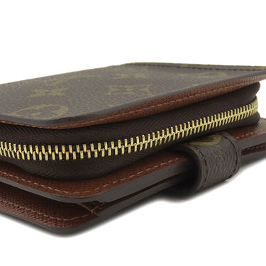 ルイヴィトン LOUIS VUITTON コンパクトジップ M61667 モノグラム モノグラムキャンバス 二つ折り財布 ゴールド金具 茶