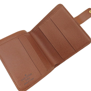 ルイヴィトン LOUIS VUITTON コンパクトジップ M61667 モノグラム モノグラムキャンバス 二つ折り財布 ゴールド金具 茶
