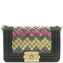 シャネル CHANEL モザイク ボーイシャネル A67085 ボルドー レザー ショルダーバッグ ヴィンテージ金具 タイルデザイン