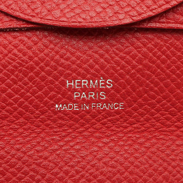 エルメス HERMES バスティア ルージュカザック ヴォーエプソン コインケース シルバー金具 赤
