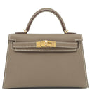エルメス HERMES ミニケリードゥ 外縫い エトゥープ ヴォーエプソン 2WAYバッグ ゴールド金具 新品 未使用 グレージュ ショルダー