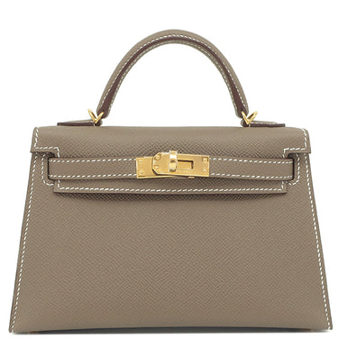 エルメス HERMES ミニケリードゥ 外縫い エトゥープ ヴォーエプソン 2WAYバッグ ゴールド金具 新品 未使用 グレージュ ショルダー