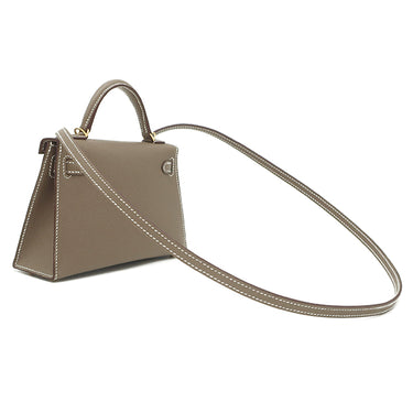 エルメス HERMES ミニケリードゥ 外縫い エトゥープ ヴォーエプソン 2WAYバッグ ゴールド金具 新品 未使用 グレージュ ショルダー