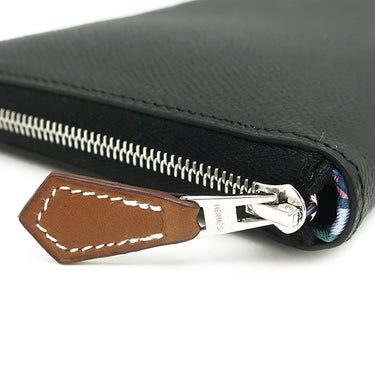 エルメス HERMES アザップロング シルクイン ブラック ヴォーエプソン 長財布 シルバー金具 新品 未使用 黒 ラウンドファスナー