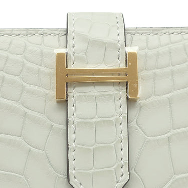 エルメス HERMES ベアンスフレ グリネヴェ アリゲーターマット 長財布 ゴールド金具 新品 未使用 二つ折財布 クロコ 新刻印