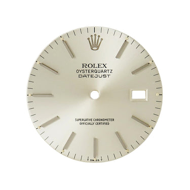 ロレックス ROLEX 純正 ダイアル オイスタークォーツ用 シルバー ステンレススチール 腕時計パーツ デイトジャスト 17000 文字盤 三針セット 交換 28mm シルバー トリチウム
