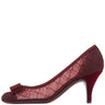 サルヴァトーレ・フェラガモ Salvatore Ferragamo ヴァラ リボン 732853 バーガンディー ファブリック #5 パンプス ボルドー 赤 チュール