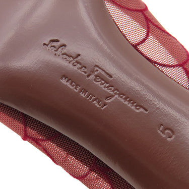 サルヴァトーレ・フェラガモ Salvatore Ferragamo ヴァラ リボン 732853 バーガンディー ファブリック #5 パンプス ボルドー 赤 チュール