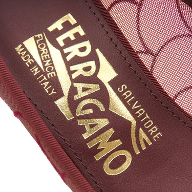 サルヴァトーレ・フェラガモ Salvatore Ferragamo ヴァラ リボン 732853 バーガンディー ファブリック #5 パンプス ボルドー 赤 チュール