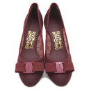 サルヴァトーレ・フェラガモ Salvatore Ferragamo ヴァラ リボン 732853 バーガンディー ファブリック #5 パンプス ボルドー 赤 チュール