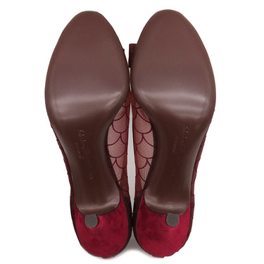 サルヴァトーレ・フェラガモ Salvatore Ferragamo ヴァラ リボン 732853 バーガンディー ファブリック #5 パンプス ボルドー 赤 チュール