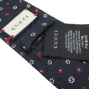 グッチ GUCCI 花柄 7cm ネイビー×レッド×ホワイト シルク ネクタイ 紺 赤 白 インターロック
