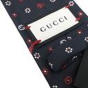 グッチ GUCCI 花柄 7cm ネイビー×レッド×ホワイト シルク ネクタイ 紺 赤 白 インターロック