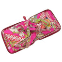 エルメス HERMES シルキーポップ レッド×ピンク×マルチカラー シルク レザー トートバッグ シルバー金具 【LA DANSE DU CHEVAL MARWARI/マールワーリ馬のダンス】 折りたたみ