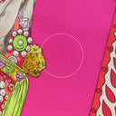 エルメス HERMES シルキーポップ レッド×ピンク×マルチカラー シルク レザー トートバッグ シルバー金具 【LA DANSE DU CHEVAL MARWARI/マールワーリ馬のダンス】 折りたたみ