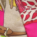 エルメス HERMES シルキーポップ レッド×ピンク×マルチカラー シルク レザー トートバッグ シルバー金具 【LA DANSE DU CHEVAL MARWARI/マールワーリ馬のダンス】 折りたたみ