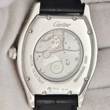腕時計 カルティエ Cartier トーチュ LM WA503851 手巻き メンズ レディース K18WG無垢 純正ダイヤ トノウ ギヨシェ ローマン 青針