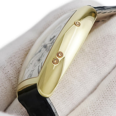 腕時計 フランクミュラー FRANCK MULLER トノウカーベックス パーペチュアルカレンダー 5850QP 自動巻き メンズ K18YG無垢 ホワイト 青針