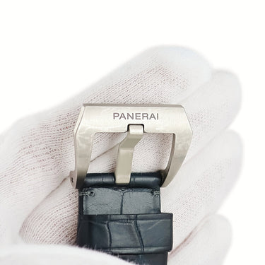 パネライ PANERAI 純正 ルミノール用 クロコバンド ネイビー クロコダイル チタン 腕時計パーツ 替え ベルト ストラップ 純正Ti製尾錠付き 予備 交換 24ｍｍ ネイビー 紺