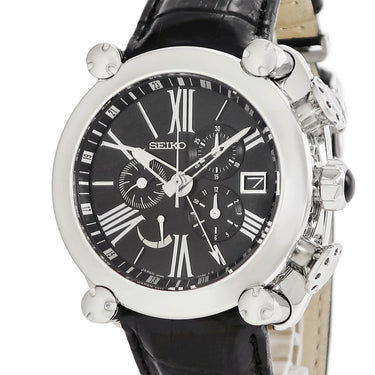 腕時計 セイコー SEIKO ガランテ クロノグラフ SBLA049 5R86-0AB0 自動巻き メンズ ブラック 黒 デイト ローマン バー スモセコ