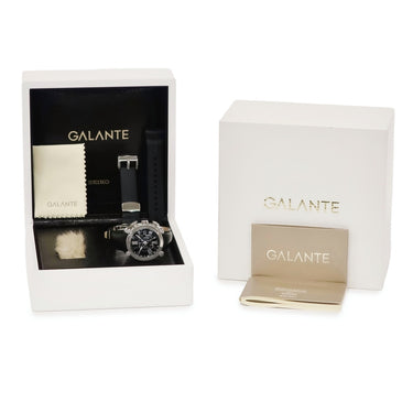 腕時計 セイコー SEIKO ガランテ クロノグラフ SBLA049 5R86-0AB0 自動巻き メンズ ブラック 黒 デイト ローマン バー スモセコ